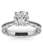 Round Cut Moissanite Filigree Solitaire Promise Ring