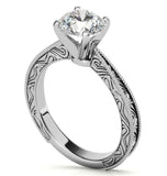 Round Cut Moissanite Filigree Solitaire Promise Ring