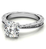 Round Cut Moissanite Filigree Solitaire Promise Ring