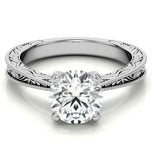 Round Cut Moissanite Filigree Solitaire Promise Ring