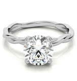 Round Cut Moissanite Twisted Solitaire Ring