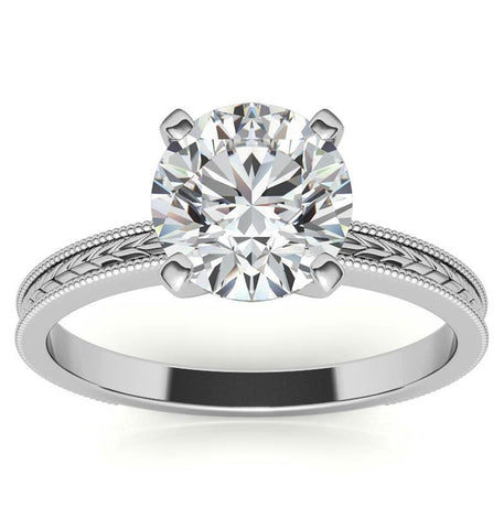 Round Cut Moissanite Filigree Engagement Ring