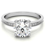 Round Cut Moissanite Filigree Engagement Ring