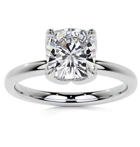 Cushion Cut Moissanite Solitaire Engagement Ring