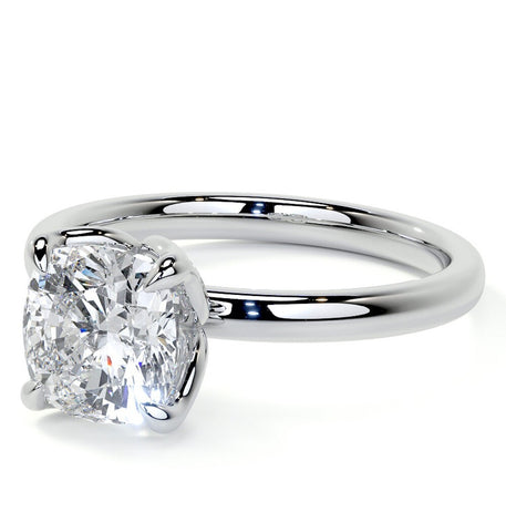 Cushion Cut Moissanite Solitaire Engagement Ring