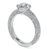 Round Cut Moissanite Filigree Vintage Ring