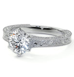 Round Cut Moissanite Filigree Vintage Ring