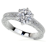 Round Cut Moissanite Filigree Vintage Ring