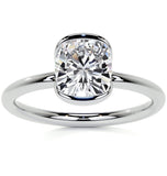 Cushion Cut Moissanite Half Bezel Set Solitaire Ring