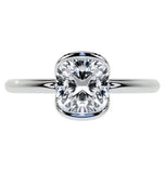 Cushion Cut Moissanite Half Bezel Set Solitaire Ring