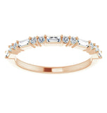 Round & Baguette Cut Half Eternity Ring For Women