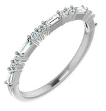 Round & Baguette Cut Half Eternity Ring For Women