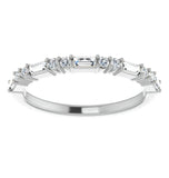 Round & Baguette Cut Half Eternity Ring For Women