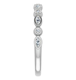 Moissanite Round & Marquise Cut Bezel Set Wedding Band