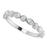 Moissanite Round & Marquise Cut Bezel Set Wedding Band