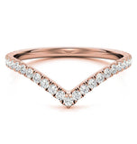 Round Cut Moissanite Chevron Style Wedding Band