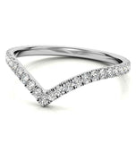 Round Cut Moissanite Chevron Style Wedding Band