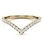 Round Cut Moissanite Chevron Style Wedding Band