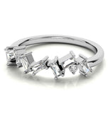 Baguette Cut Moissanite Diamond Half Eternity Ring