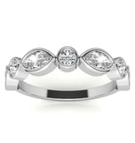 Round & Marquise Cut Moissanite Bezel Set Eternity Band