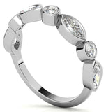 Round & Marquise Cut Moissanite Bezel Set Eternity Band