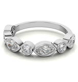 Round & Marquise Cut Moissanite Bezel Set Eternity Band