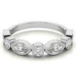 Round & Marquise Cut Moissanite Bezel Set Eternity Band