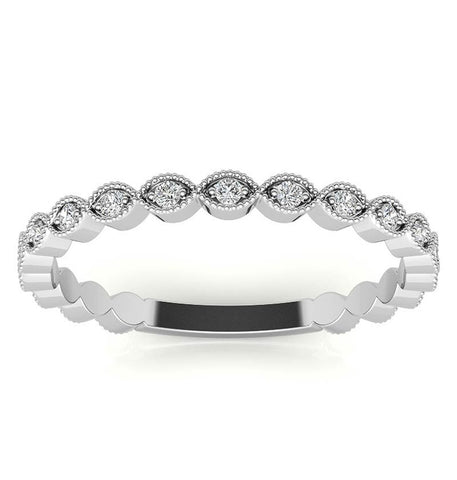 Round Cut Filigree Moissanite Eternity Band