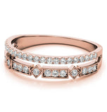 Round Cut Moissanite Double Row Eternity Band