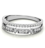 Round Cut Moissanite Double Row Eternity Band