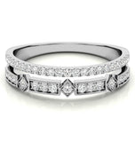 Round Cut Moissanite Double Row Eternity Band