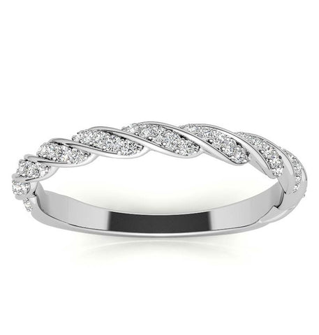 Round Cut Twisted Moissanite Wedding Ring