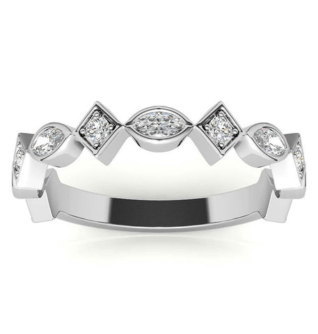 Marquise Cut Moissanite Bezel Set Eternity Band