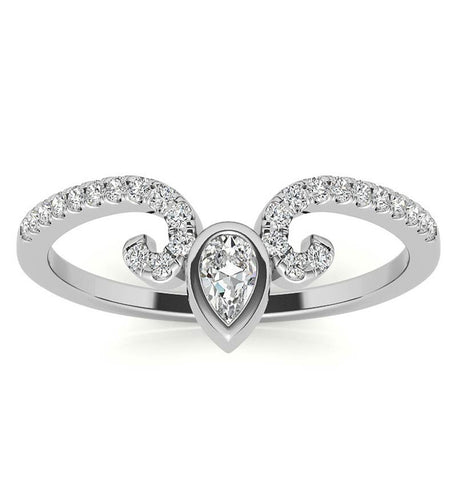 Round & Pear Cut Moissanite Unique Stackable Wedding Band