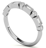 Round & Baguette Cut Bezel Set Filigree Eternity Ring