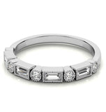 Round & Baguette Cut Bezel Set Filigree Eternity Ring