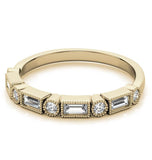 Round & Baguette Cut Bezel Set Filigree Eternity Ring