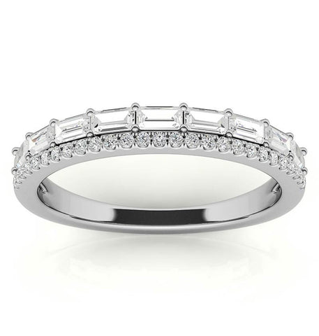 Baguette & Round Cut Double Row Wedding Eternity Ring