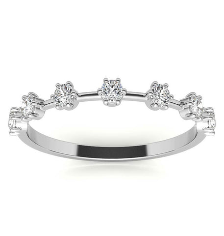 Round Cut Moissanite Diamond Half Eternity Band