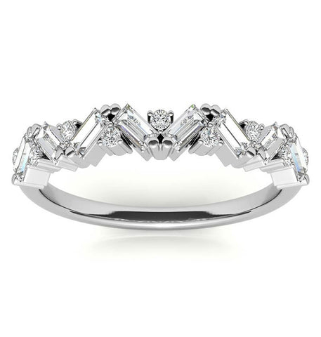 Moissanite Baguette Cut Zig Zag Wedding Band