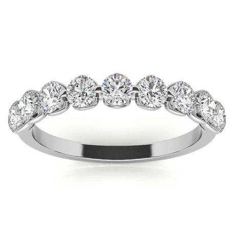 Round Brilliant Cut Moissanite Diamond Unique Wedding Band