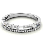 Baguette & Round Cut Double Row Wedding Eternity Ring