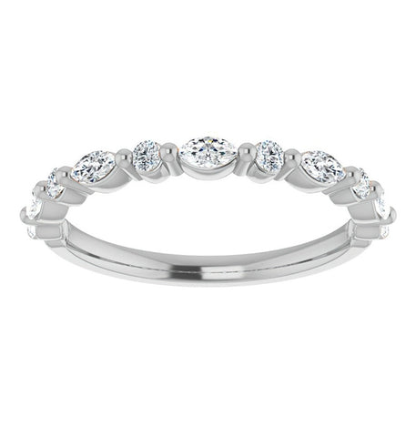 Round & Marquise Cut Half Eternity Band