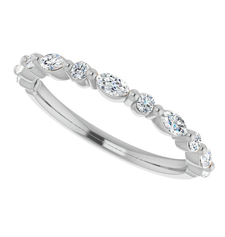 Round & Marquise Cut Half Eternity Band