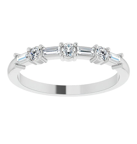 Baguette Cut Moissanite Half Eternity Band