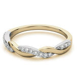 Tow Tone Solid Gold Moissanite Twisted Wedding Band